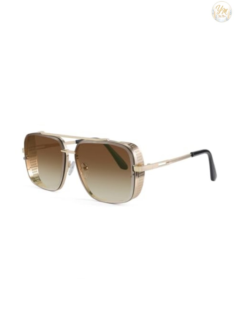 Vintage Metal Square Aviator Steampunk Sunglasses Uv400
